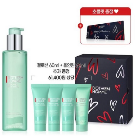 비오템옴므 S발렌타인 아쿠아파워 올인원 200ml 세트 (+젤로션 60ML 올인원 20ML 초콜릿)