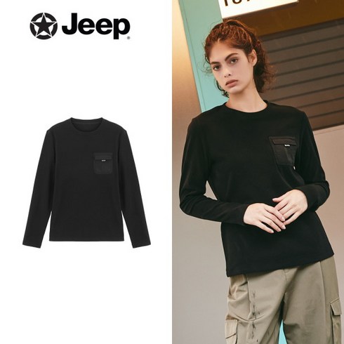 [지프] JEEP 여성 23FW 더블 웜 기모 티셔츠 1종 (블랙)