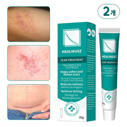 HEALMUSZ 흉터제거연고 피부흉터 수술흉터 제거 화상 상처 흉터 흉터재생 관리 겔, 2개, 20ml