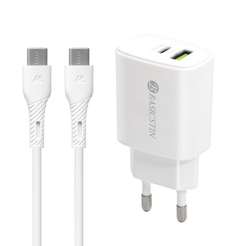 2023년 가성비 최고 충전기 - 베이직스틴 2포트 25W PPS C타입 고속 충전기 1.5미터 CTOC 케이블 포함, 2개, 화이트