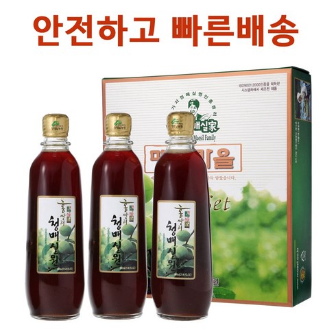 홍쌍리 청매실원 7호 600ml 3병/매실원액 매실청 홍쌍리매실 매실발효액, 3개