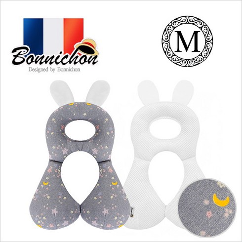 [보니숑] 프랑스 3D메쉬 짱구베개 M사이즈 아기베개 유모차 카시트 목베개 태열 두상 출, 상품선택:M사이즈-모던체크(메쉬)