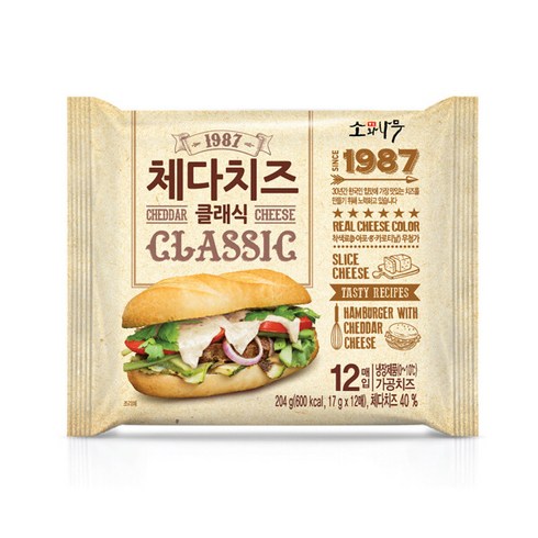 소와나무체다치즈 - [동원]소와나무 체다치즈 클래식 총 60매, 204g, 5개