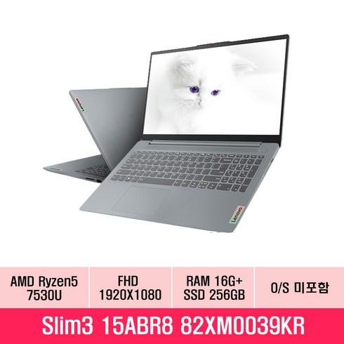 15abr8 - 레노버 2023 아이디어패드 슬림 3 15ABR8 15.6 라이젠5 라이젠 7000 시리즈, ARCTIC GREY, 256GB, 16GB, Free DOS, 82XM0039KR