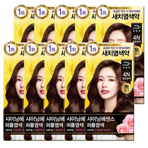 미쟝센 샤이닝 에센스 염색약 4N(짙은갈색)무배, 10개, 10개