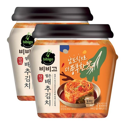 비비고썰은배추김치 - (냉장)비비고 썰은배추김치(더풍부-용기)500g, 500g, 2개