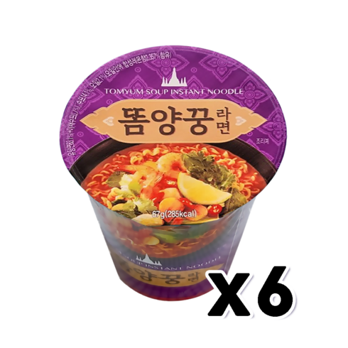 똠양꿍라면 - 똠양꿍라면 컵라면용기 67g x 6개