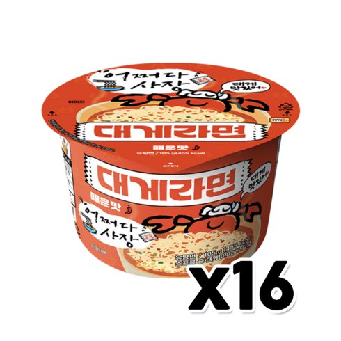 대게라면 - 어쩌다사장 대게라면 매운맛 큰컵 큰사발 105g x 16개 1박스