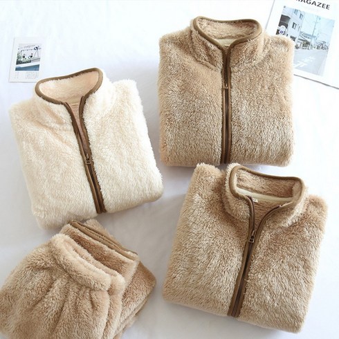 융털 집업후리스 커플 파자마 잠옷 수면 실내복