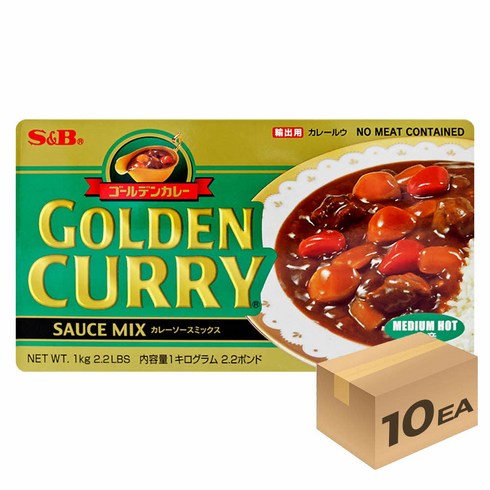 커리10 - 1박스) 에스앤비 업소용 대용량 골든카레 중간매운맛 1kg x 10개입, 10개