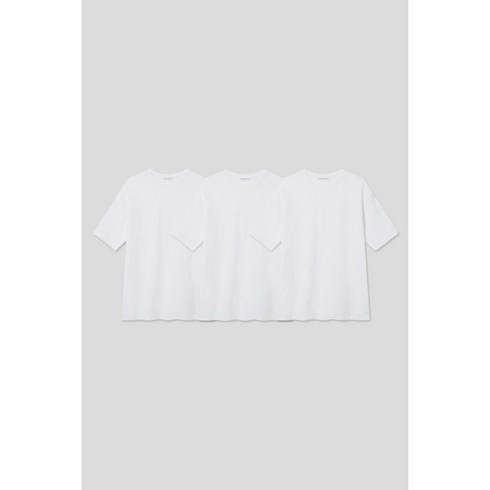 [Men][에두아르도][3팩 세트]릴렉스 세미오버핏 반팔 티셔츠 화이트팩