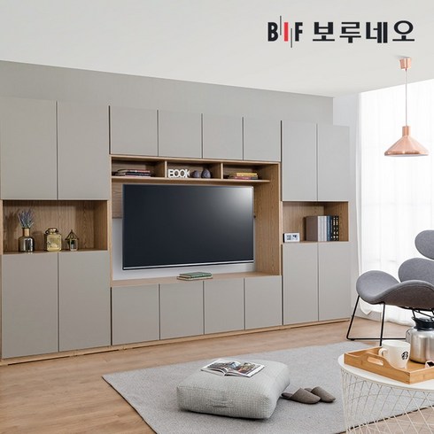 보루네오 리브로 월플렉스 거실장 티비 다이 책장 TV장 수납장 세트, 02.400수납장, 화이트