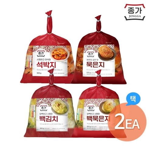 종가집 종가 별미김치 900g 4종 2개 골라담기, 백묵은지 + 석박지, 선택:백묵은지 + 석박지