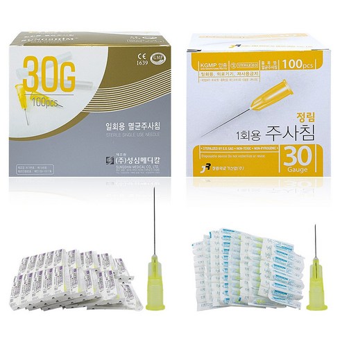 일회용 멸균 주사침 주사바늘 30G (1인치), 1개