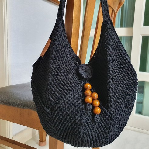 2023년 가성비 최고 핸드메이드쇼핑몰 - 1014블랙 호보백 손뜨개가방 망태기가방 부모님선물 효도선물 핸드메이드가방