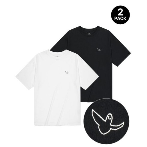 와릿이즌 2PACK 엔젤 반팔티셔츠 블랙/화이트