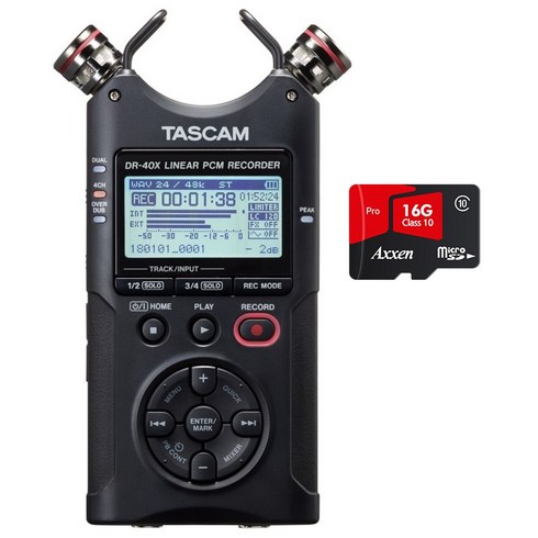 dr-40x - 타스캠 Tascam 레코더 녹음기 인터페이스 겸용 DR-40X, 블랙, DR-40X +64GB