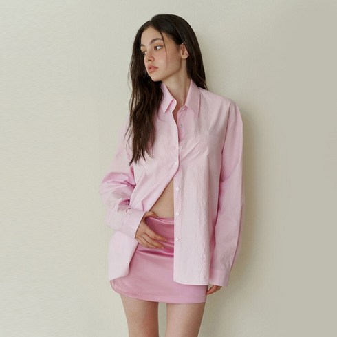 카인더베이비 - 카인더베이비 Classic overfit logo shirts - pink