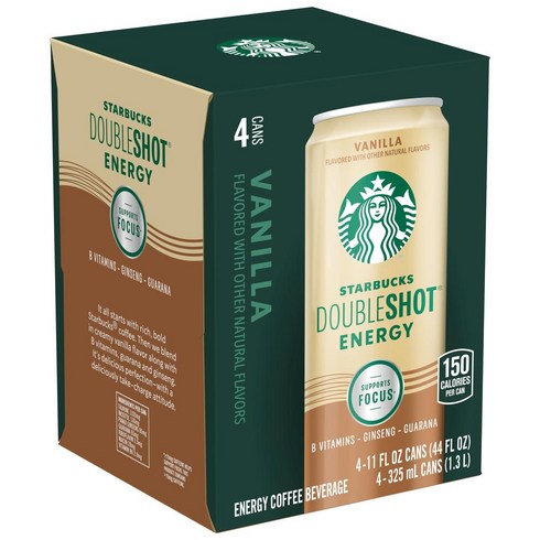 Starbucks Doubleshot Energy Vanilla 스타벅스 더블샵 에너지 바닐라 325ml 4개입 2팩, 0.325l, 8개