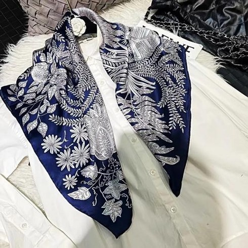 쉬폰 스카프 여성 명품 실크 BYSIFA 나비 블루 100 뽕나무 겨울 브랜드 꽃 디자인 스퀘어 패션 가을