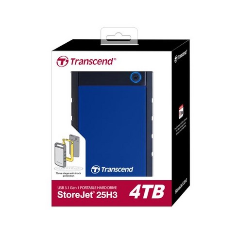 외장하드케이스4tb - 트랜센드 충격방지용 외장HDD Transcend StoreJet SJ25H3B (4TB/블루) (USB3.1) 파인인포, 본상품선택, 1