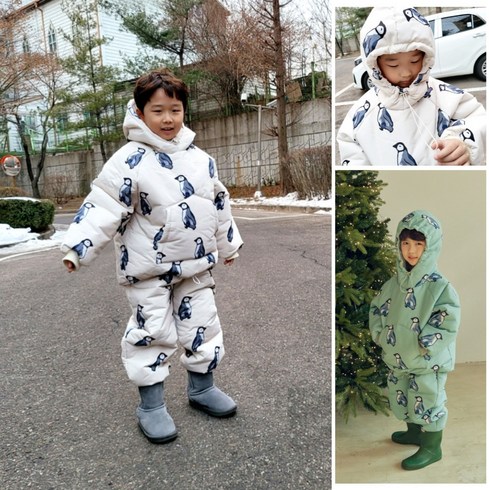 2023년 가성비 최고 꽁꼬떼스키복 - 5번 당일발주 꽁꼬떼 뒤뚱뒤뚱펭귄스키복패딩세트 유아 아동 키즈 스키복 썰매복 상하 세트