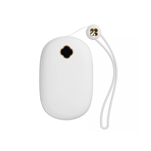 2023년 가성비 최고 충전식둥그런손난로 - 이엘 클로버 손난로 USB 충전식 휴대용 핸드워머 보조배터리 10000mAh 전기 핫팩, 화이트