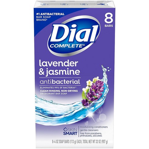 2023년 가성비 최고 다이알비누 - 다이알 라벤더 쟈스민 비누 8개입, 907g, 8개