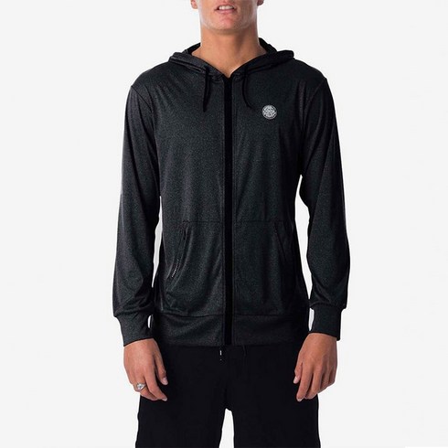 RIP CURL J WLY8UM SEARCH SURFLITE LONG SLEEVE HOOD - BLACK MARLE (립컬 서치 서프라이트 래쉬가드)