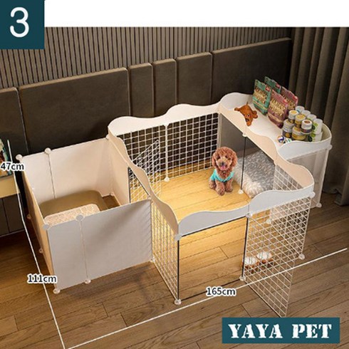 YAYA PET 강아지 펜스 올타리 하우스 화장실 안전문 수납공간 일체형, 3(47*111*165cm)화장실분리형, 3(47*111*165cm)화장실분리형