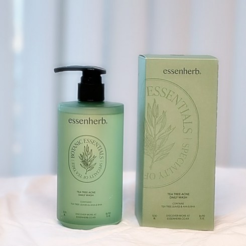 [본사정품]에센허브 essenherb 티트리 아크네 데일리 워시 500mL 리필 트러블케어 피부결개선 피부진정 유수분밸런스조절 피부강화 노폐물제거 각질제거 여드름완화 피부케어, 리필300ml, 1개