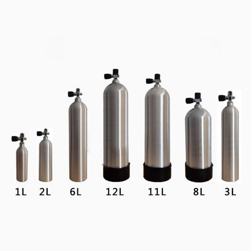딥 다이빙 산소 실린더 스킨스쿠버 잠수 공기 에어 탱크 통 알루미늄 합금 1L 2L 3L 6L 8L 11L 12L, 6L_실린더+헤드밸브+베이스