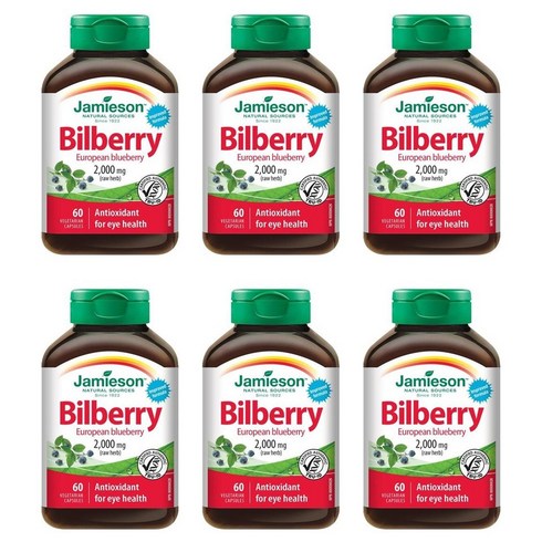 자미에슨 빌베리 유럽피안 블루베리 Bilberry European Blueberry 2000mg 60정 x6, 6개, 60개