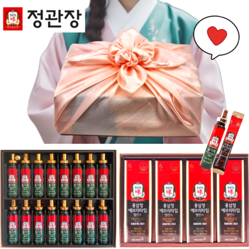 정관장 에브리타임 밸런스 + 활기력 선물세트 + 고급 보자기 포장 (숀글로벌), 에브리타임 밸런스+활기력 (숀글로벌 S002호), 1개, 200ml