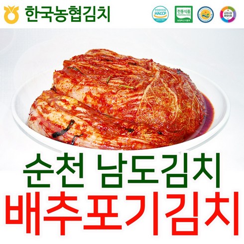 입점특가 한국농협김치 순천 배추 포기 김치 3kg HACCP 멸치젓 새우젓 전라도 국산, 1개