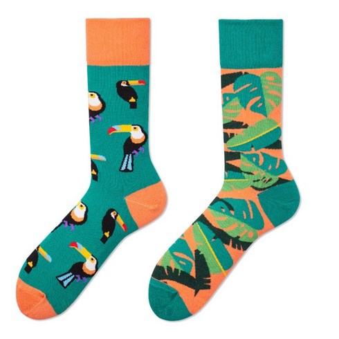 Unisex Couple Funny Crew Socks 참신 Harajuku AB 비대칭 화려한 만화 패턴 Jacquard 힙합면 hosiery