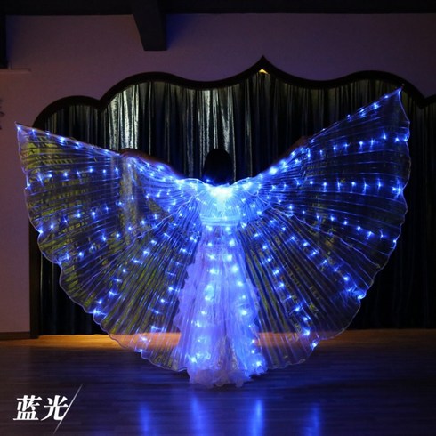 댄서 LED 빛나는 날개 춤 날개 형광 나비 춤 빛나는 소품 밸리 댄스 빛나는 날개 망토, 03.블루레이 S