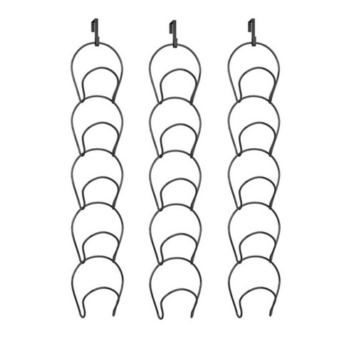 엘리포인트 공간활용 도어훅 5단 모자걸이, 3개, 시크블랙