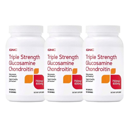 GNC 트리플 스트렝스 글루코사민 750mg 콘드로이틴 600mg 캐플렛 무설탕 글루텐 프리, 120개입, 3개, 120정