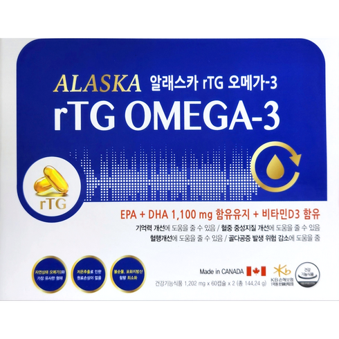 2023년 가성비 최고 알티지알래스카오메가3 - 알래스카 알티지(rTG) 오메가3 120캡슐 4개월분, 1개