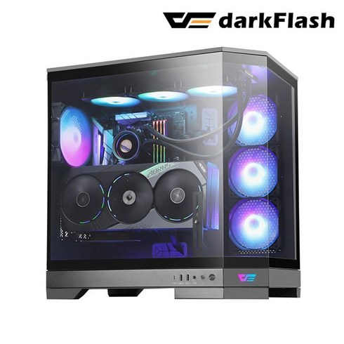 부피가 큰 상품은 개별 택배비 적용으로인한 2개이상 구매시 착불로 발송됩니다.darkFlash DQX90 ARGB 강화유리 미들타워 PC케이스 (블랙)