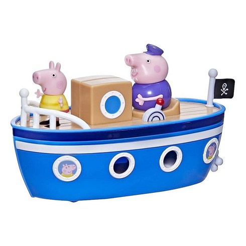 Peppa Pig Adventures Grandpa Cabin 보트 차량 장난감: 피규어 1개 탈착식 데크 롤링 휠, CABIN BOAT