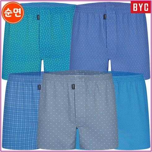 BYC 남자 순면 데일리 트렁크 팬티 5매 1008