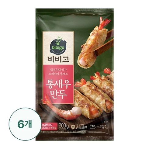 CJ제일제당 비비고 통새우만두 200G x 6개, 단품