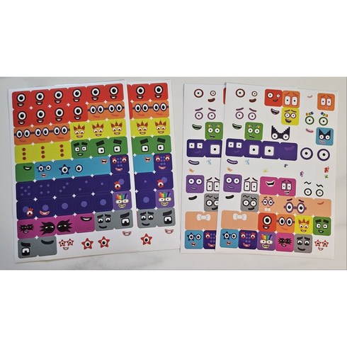 넘버스 만화 넘버블럭스스티커 번호 숫자 Numberblocks, 숫자 1-10 2매 + 숫자 11-20 2매(총 4매)