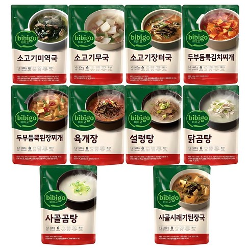 비비고 - 비비고 국 탕 찌개 10종, 1세트, 500g