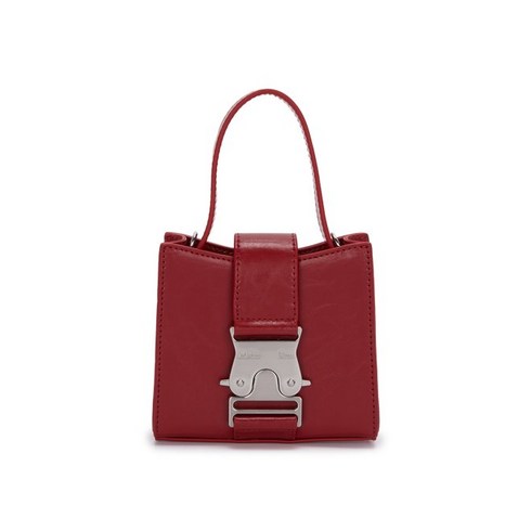 Matin Kim SQUARE MINI LEATHER BUCKLE BAG IN RED