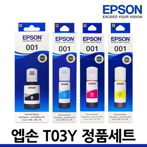 엡손 정품잉크 L6190 L4150 프린터 T03Y1 무한리필잉크, T03Y 단품 4색 SET, 1개