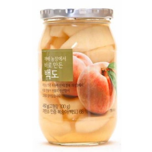 올가 간식 재배 농장에서 바로 만든 백도 복숭아 (450g) 명절 회사 탕비실 야식 간식 홈파티 식사대용 선물, 6개