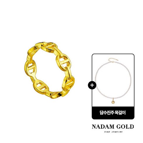 [나담(쥬얼리)] NADAM GOLD 24K 노블레스 반지 6g + 담수진주목걸이